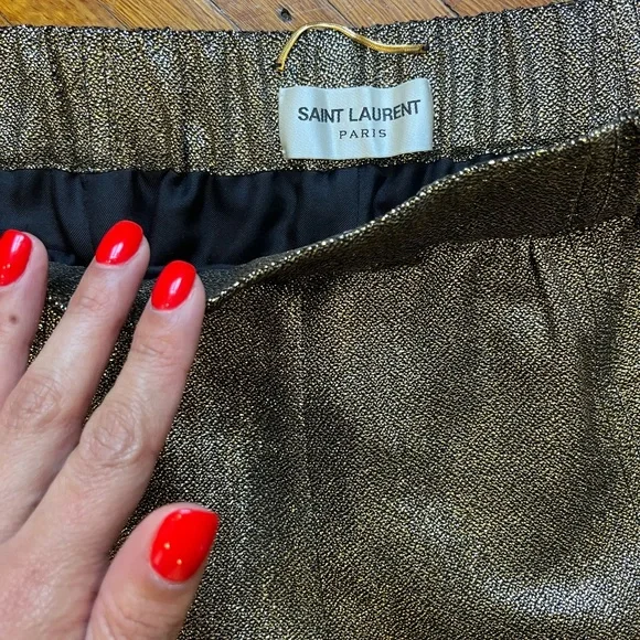 Gold Saint Laurent lame metallic joggers